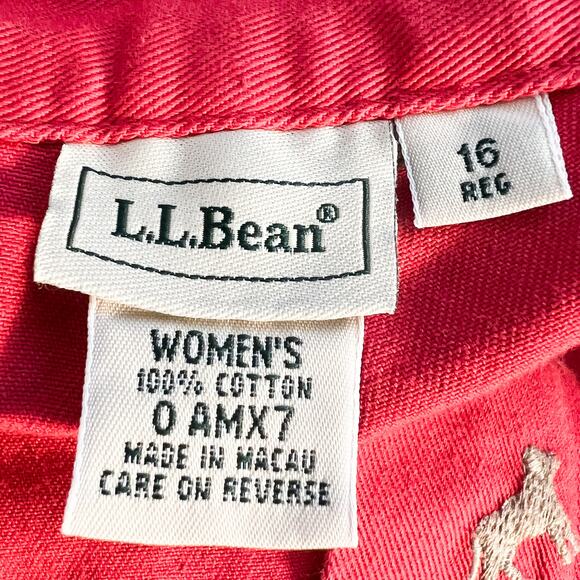 L.L. Bean Cropped Pants Womens 16 Embroidered Dogs Casual Capri Cotton Summer - Picture 4 of 5